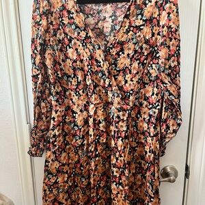 Floral V-Neck Dress longsleeve